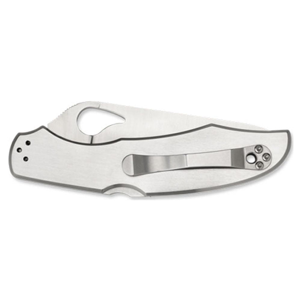 Spyderco Byrd Cara Cara 2 Folding Knife 3-3/4" Combo Flat-Ground Blade, Stainless Steel Handles, Lockback - BY03PS2