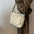 thumbnail image 5 of Kukuzhu Puffer Tote Bag Women Quilted Shoulder Crossbody Handbag Lattice Nylon Padded Hobo Cotton Puffy Purse Casual Satchel, 5 of 8