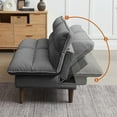 thumbnail image 3 of Convertible Sofa Bed 72″ Fabric Couch with Adjustable Backrest Loveseat Recliner Sleeper Living Room Furniture futon Set for Apartment Small Space, Dark Grey, 3 of 18