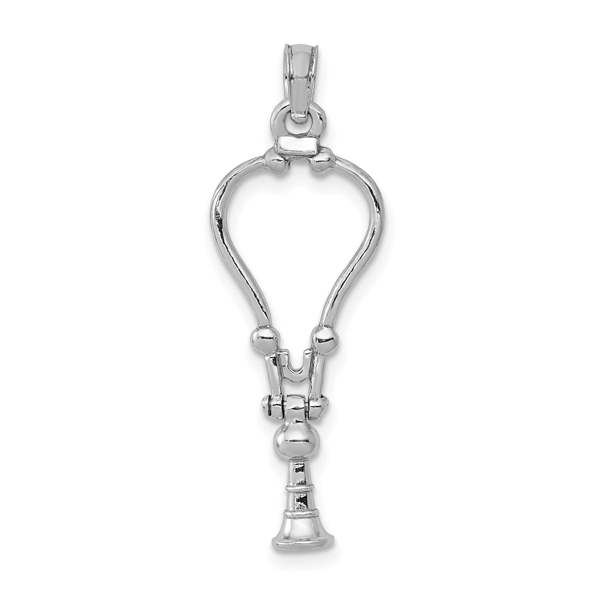 14k White Gold Shofar Pendant Necklace Ram Horn Judaica Jewelry for Men and Women Spiritual Faith Symbol for Rosh Hashanah and Yom Kippur Religious Unisex Style