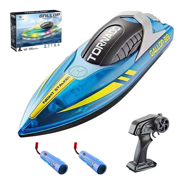 RC Boats for Kids 8-12, with LED Light, 15KM/H, 2.4G Remote Control Boat with LED Lights, RC Electric Boats for Pool and Lakes, RC Boats for Kids 5-8, with Rechargable Batteries