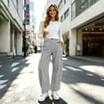 thumbnail image 4 of Edvintorg Women's Pants Striped Loose Elastic Waisted Casual Wide Leg Trousers with Pockets Plus Size Fashion Womens Clothing Black XL, 4 of 8
