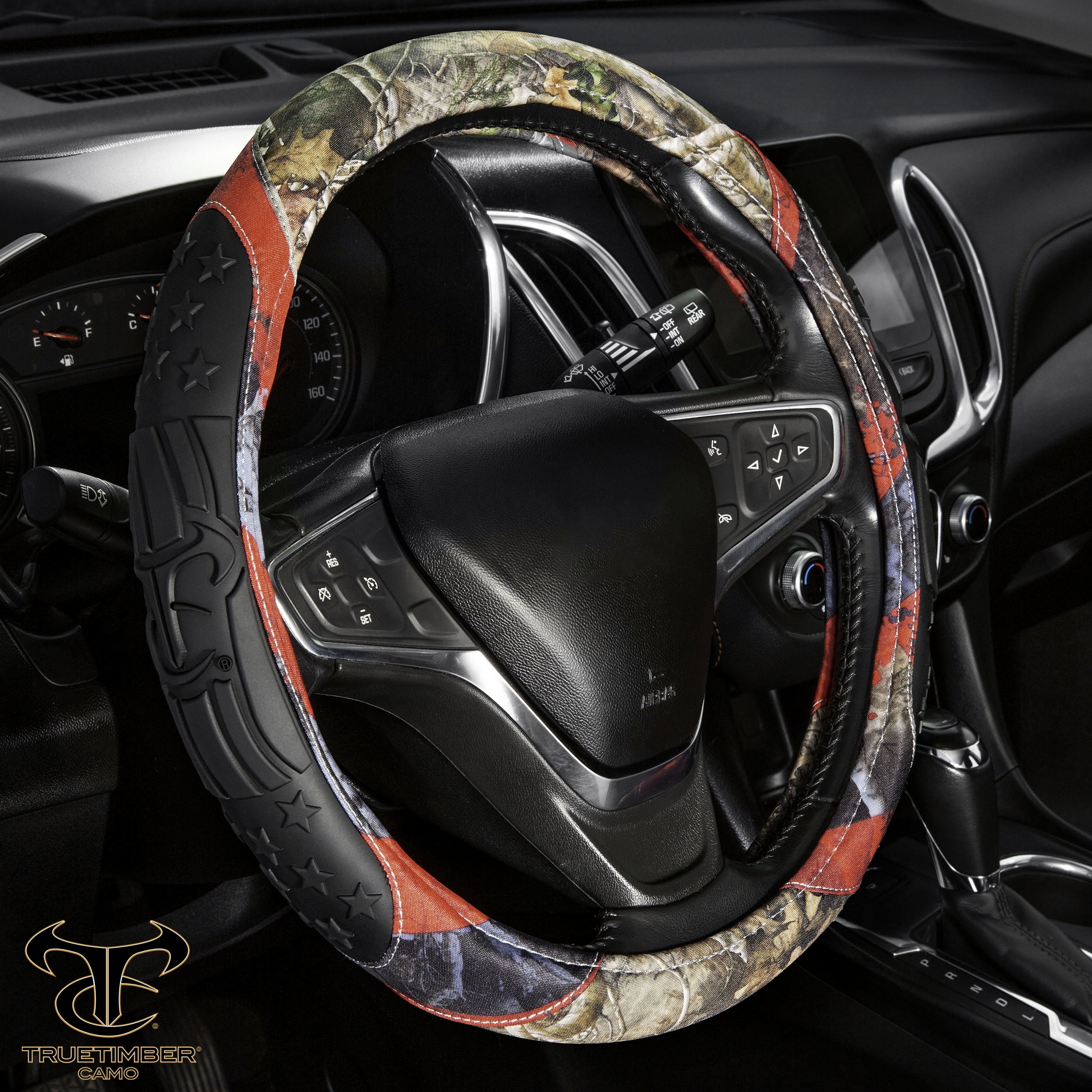 TrueTimber Kanati Freedom Steering Wheel Cover, Anti Slip & Odor Free, Car, Truck, SUV Accessories, Universal Fit 14.5” – 15.5”, Auto, Camouflage and Red