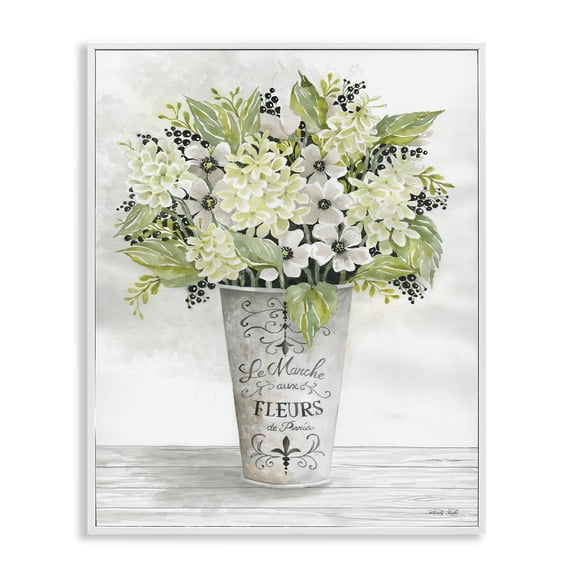 Stupell Industries Farmhouse French Floral Greenery Bouquet White Framed Giclee Art, 11 x 14, by Cindy Jacobs