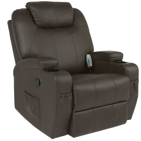 Best Choice Products Faux Leather Executive Swivel Electric Massage Recliner Chair with Remote Control, 5 Heat & Vibration Modes, 2 Cup Holders, 4 Pockets, (Stressless Recliners Best Prices)