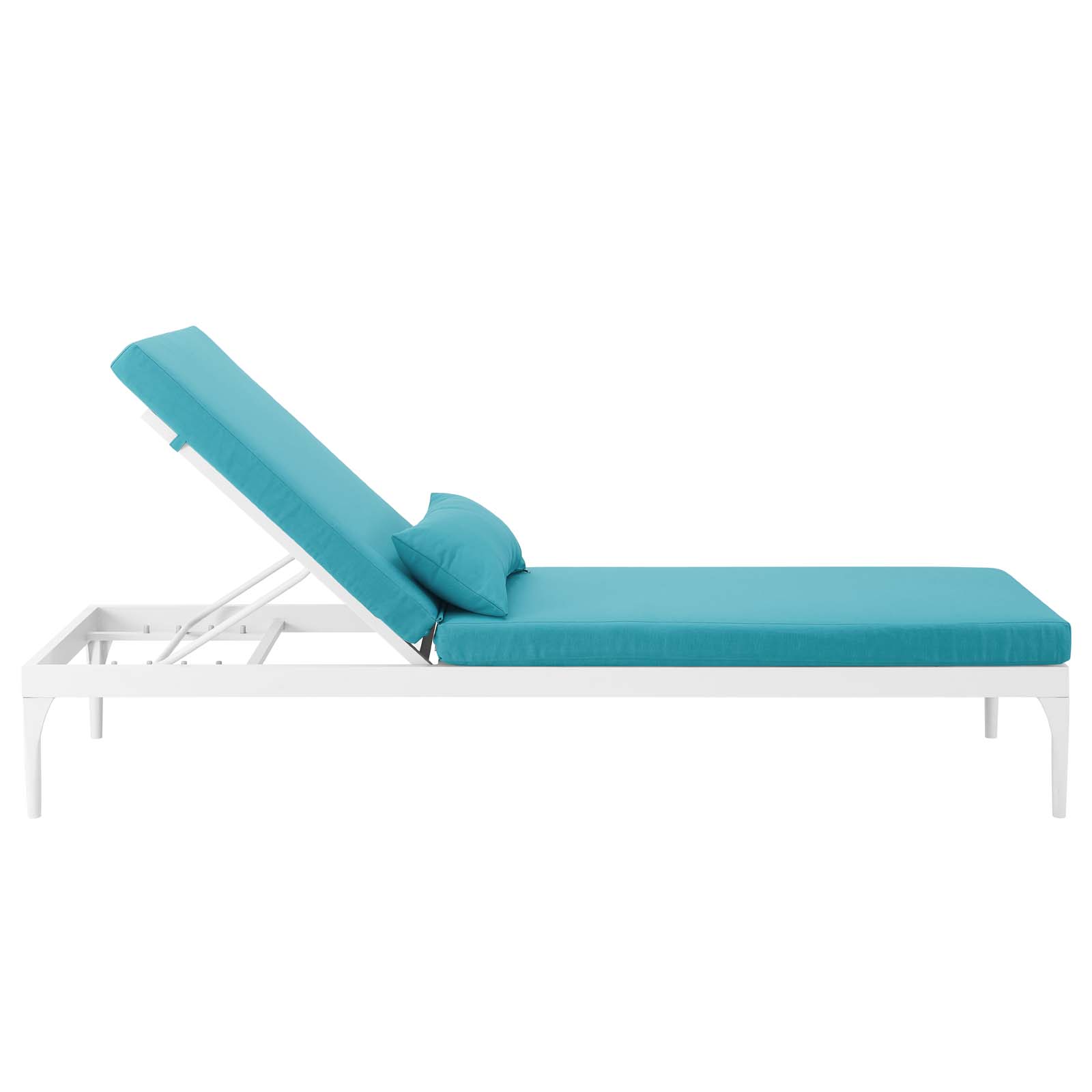 Modern Contemporary Urban Design Outdoor Patio Balcony Garden Furniture Lounge Chair Chaise, Fabric Metal Steel, White Blue - image 3 of 7