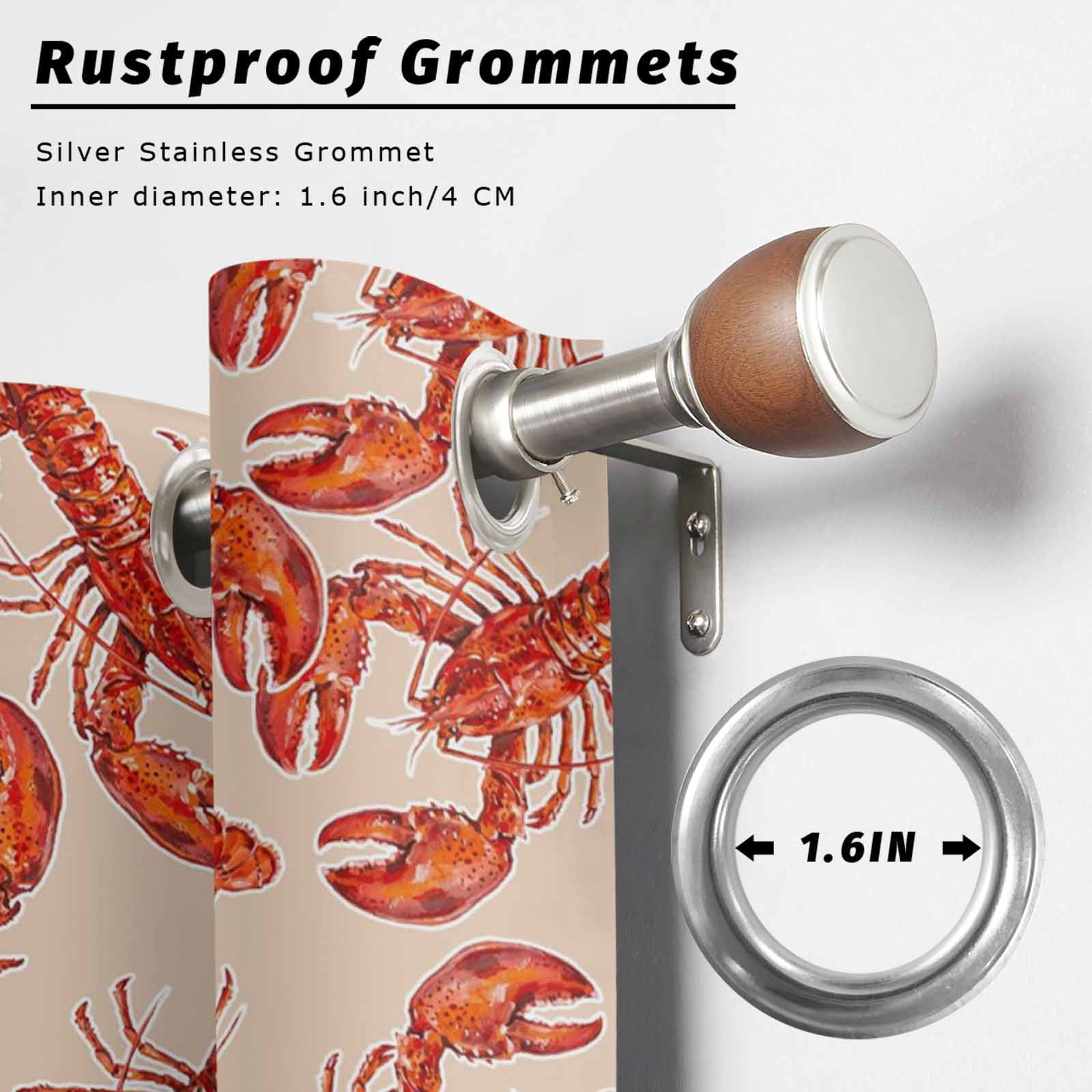 Red Lobster Outdoor Curtains for Patio, Summer Crawfish Ocean Animal Minimalist Art Retro Sunshade Privacy Drapes Grommet Waterproof Outside Curtains for Porch/Cabana/Balcony 54"x 108", 1 Panel