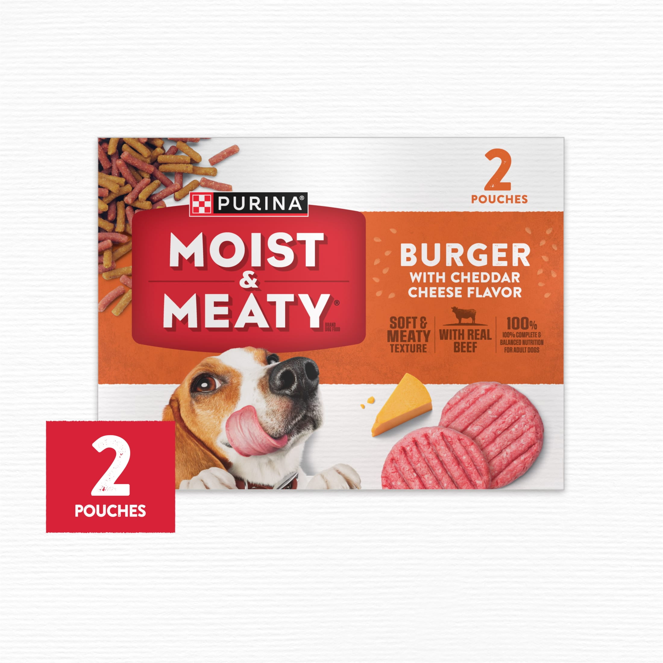 Purina Moist and Meaty Burger With Cheddar Cheese Flavor Dry Soft Dog Food Pouches