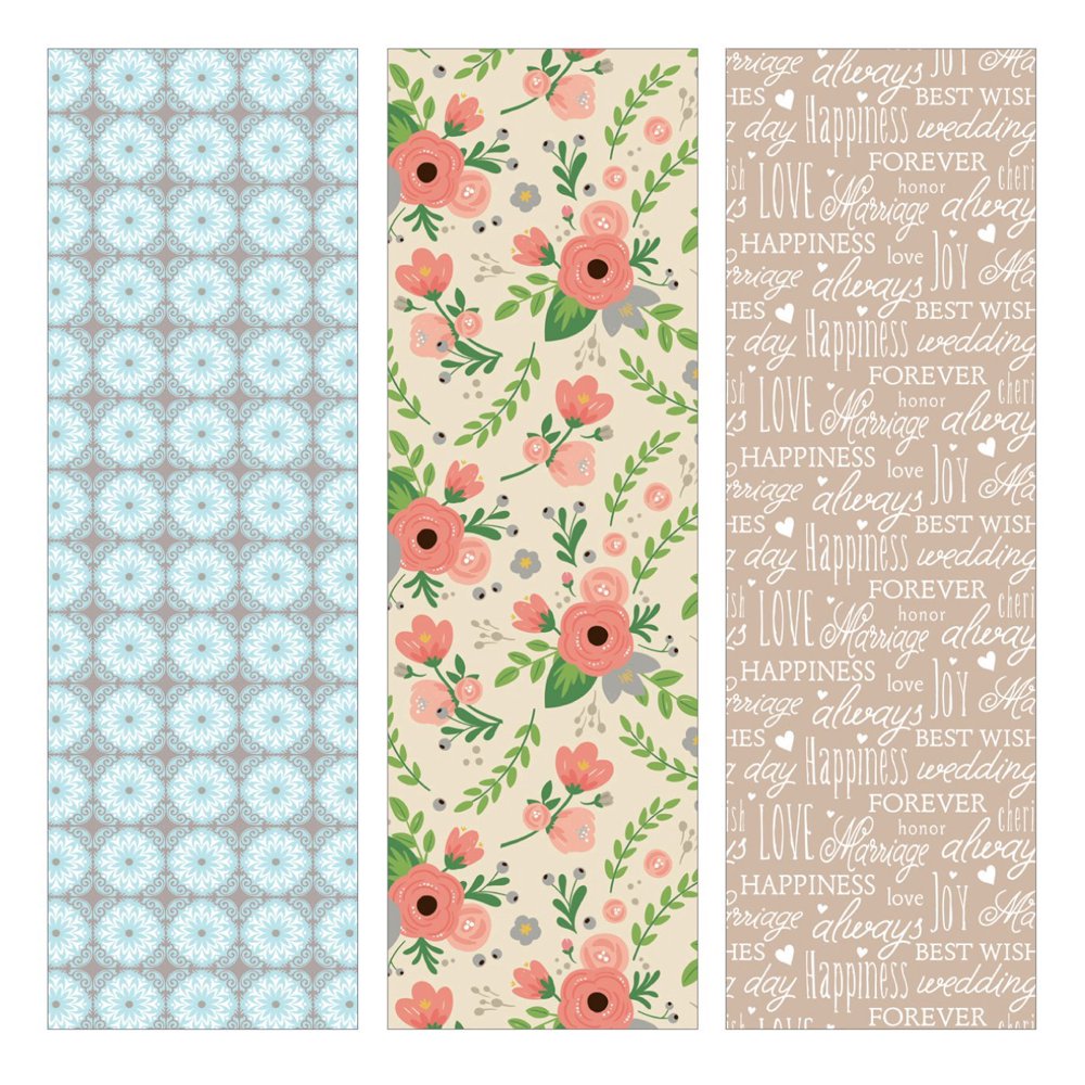 Pack of 3 Rolls of Wedding Wrapping Paper 3 Different Gift Wrap 8ft x