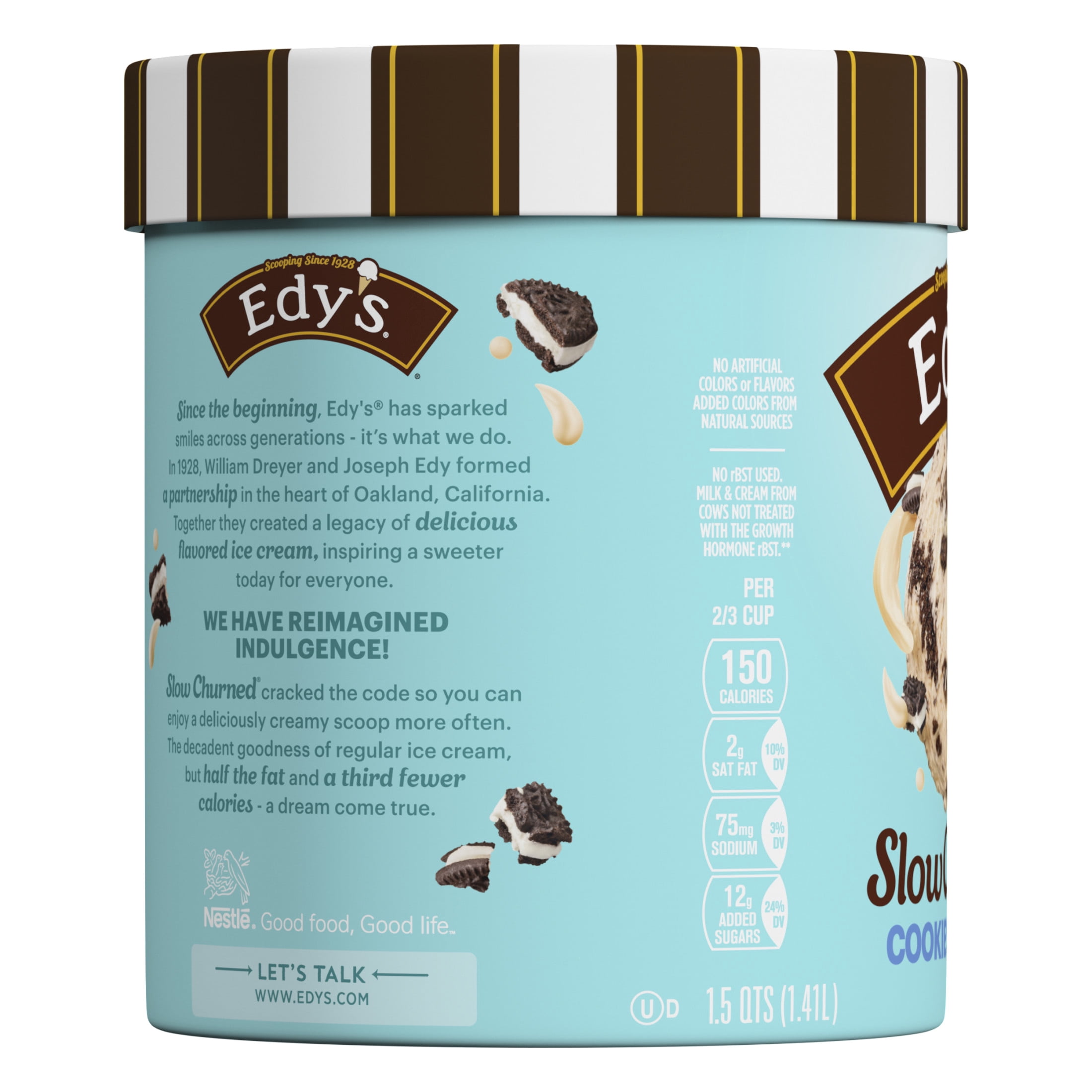 Edy's/Dreyer's Slow Churned Cookies N' Cream Light Ice Cream, 1.5 Qt