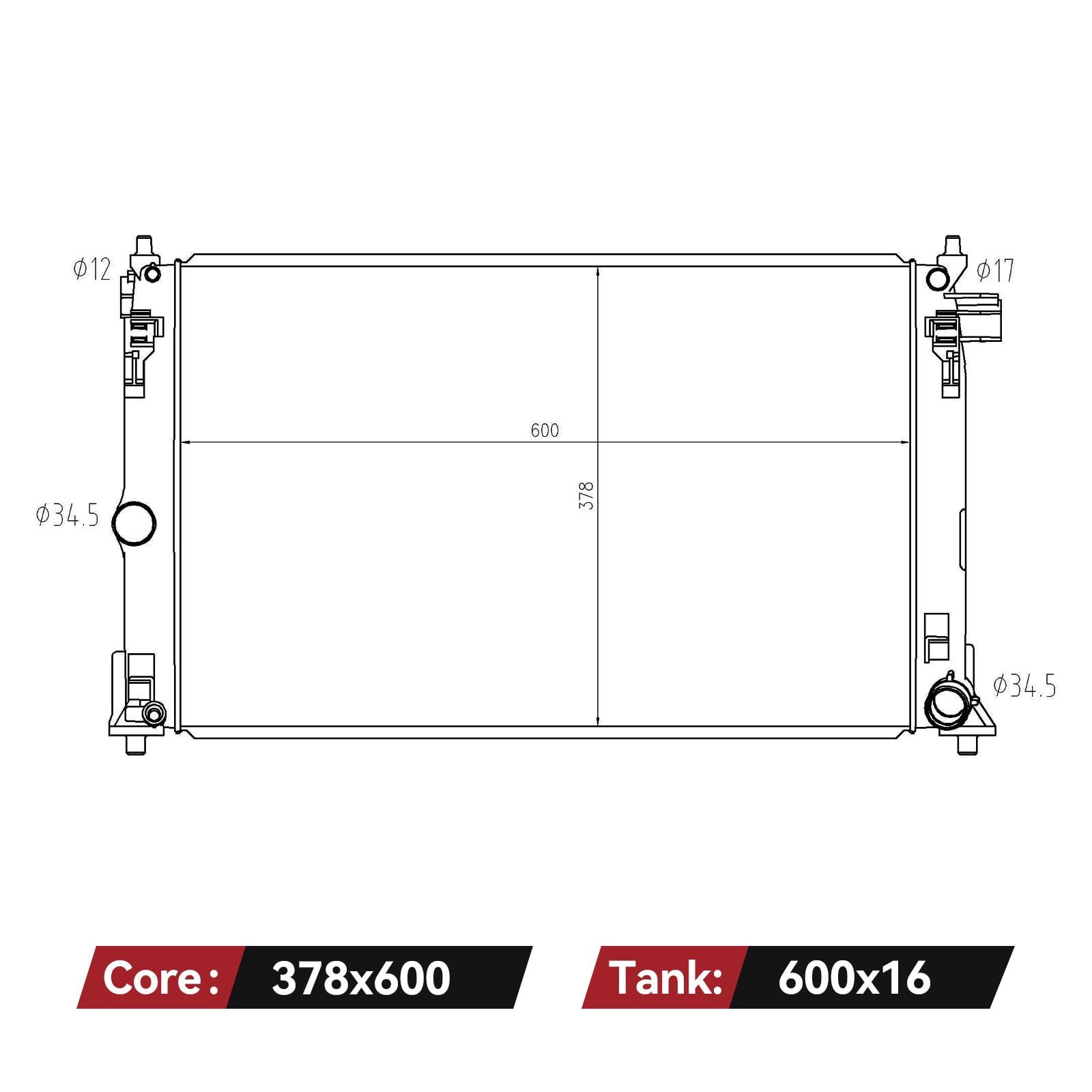 LEDKINGDOMUS Aluminum OE Radiator for 2018-2022 Toyota C-HR 2020-2022 Corolla 1.8L 2.0L L4 Replaces 164000T350 TO3010366