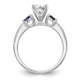 thumbnail image 2 of Solid 14k Rose Gold Three Stone Dia Sapphire Diamond Side-Stones with CZ Cubic Zirconia Peg Set Center Stone Engagement Ring Size 6, 2 of 8