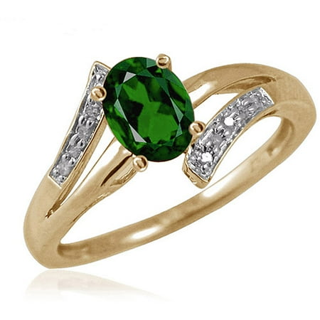 JewelersClub 0.83 Carat T.G.W. Chrome Diopside Gemstone and 1/20 Carat T.W. White Diamond Ring