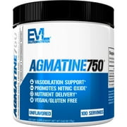 Agmatine Sulfate Powder 750mg - Evlution Nutrition Agmatine Supplement for Vasodilation Support - Pre Workout Nitric Oxide Powder 100 Servings