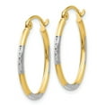 thumbnail image 2 of 14K & Rhodium Diamond Cut Oval Hoop Earrings, 2 of 3