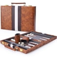 thumbnail image 2 of Juego de mesa Backgammon AMEROUS Classic de 28 cm con funda de piel, 2 of 7