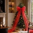 thumbnail image 3 of Euahivb Christmas Giant Sheer Bow with Flowing Mesh Train 78.7x19.7in, Sparkling Tree Top Decoration, Elegant Oversized Statement Piece for Holiday Display and Festive Ambiance, 3 of 5