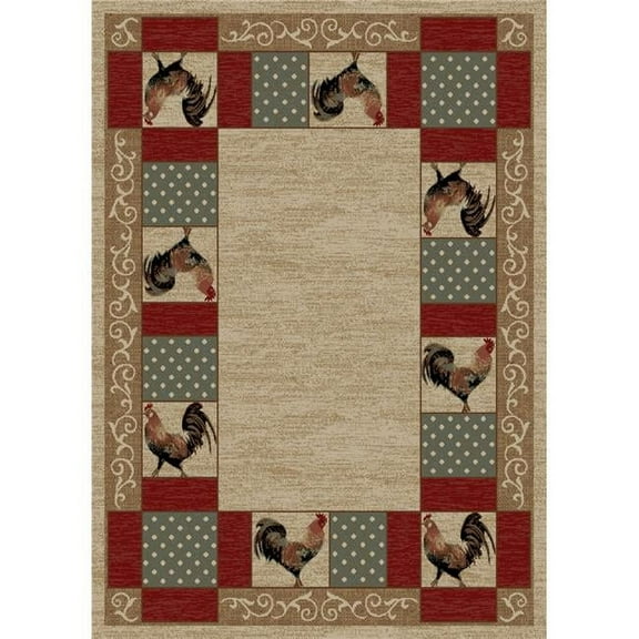 Mayberry Rug AD6732 8X10 7 ft. 10 in. x 9 ft. 10 in. American Destination Barnyard Area Rug, Ivory
