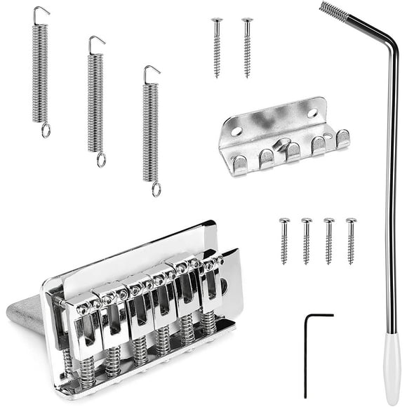 Guitar Tremolo Bridge, Zinc Alloy 6 Strings Guitar Stratocaster Tremolo Bridge Set with Mounting Accessories for Fender Stratocaster Replacement
