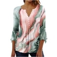 thumbnail image 2 of T-Shirt à Manches Courtes Imprimé Floral Top Dames Bleu L, 2 of 5