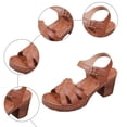 thumbnail image 5 of Rokment Platform Dressy Sandals for Women Ladies 2026 Fashion Casual Leather Cut-Out Stackable Block High Heels Orthopetic Dress Summer Shoes Beach Brown Size 7.5, 5 of 7