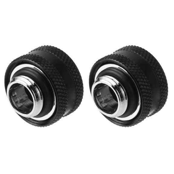 Dracaena 2 pack G1/4" thread to 12mm OD Hard Tubing Compression Fitting with Sealing Ringsfor Rigid AcrylicTube for Computer water cooling system ,Black