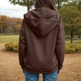 thumbnail image 6 of Quealent Women's Lightweight Cotton Blend Long Sleeve Zip Up Thin Hoodie Jacket Coffee for Size 3XL, 6 of 8