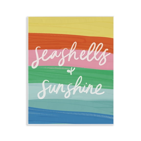Stupell Industries Eclectic Seashells & Sunshine on Rainbow Wall Plaque Art, 11 x 14, by Amanda Houston