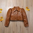 thumbnail image 3 of Kids Coat, Girls Solid Color Turn-Down Collar Long Sleeve Jacket Tops for Spring Fall, 2-8 Years, 3 of 10