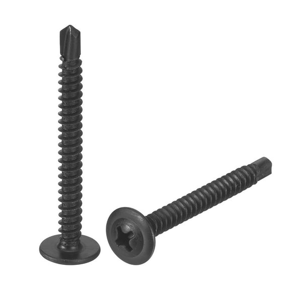50Pcs #8x1-3/4" Phillips Head Self Tapping Screws, Carbon Steel Self Drilling, Black