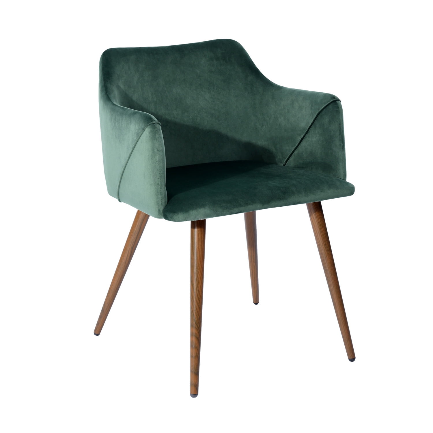 FurnitureR Dark Green Velvet With Oak Metal Legs Dining Chair,Aldridge
