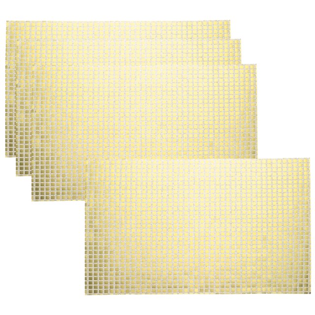 4pcs Manteles Individuales de Espejo Brillante, 11.8" x 17.7" Oro Champán Retro Cuadrado Brillante para Decoración de Mesa de Cena Fiesta de Cumpleaños Despedida de Soltera