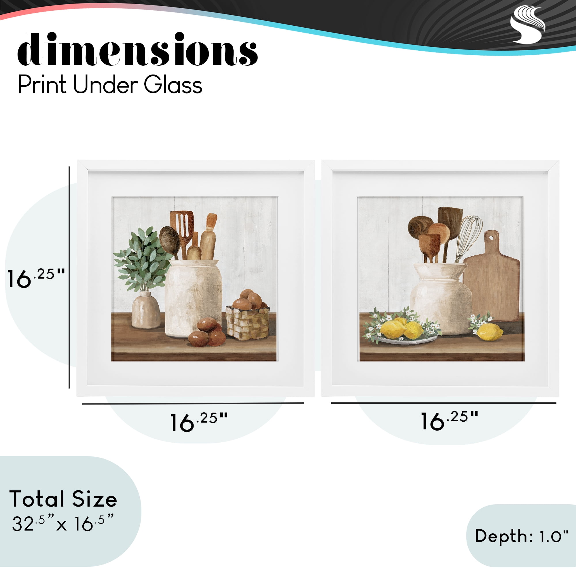 Stupell Industries Country Kitchen Setup 2 Piece White Framed Print Under Glass Set, design by White Ladder