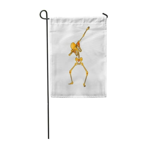 SIDONKU Stock Orange Yellow Skeleton Character Dancing Dab Step Hip Hop Pose Meme Garden Flag Decorative Flag House Banner 12x18 inch