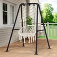 thumbnail image 6 of A-Frame Hammock Chair Stand – Foldable Swing Stand, Porch Swing Frame, Heavy-Duty Foldable Steel Hammock Stand – Supports Up To 300 Lbs – Indoor/Outdoor Use – Stand Only – Black, 6 of 9