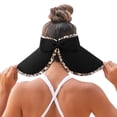 thumbnail image 4 of ZHENHONG Sun Hats for Women Summer Fashion Beach Holiday Sun Hat Floppy Straw Hat Casual Solid Color Headwear Black, 4 of 9
