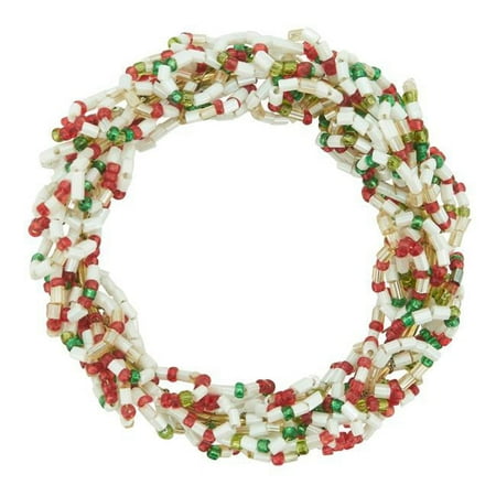 

Saro Lifestyle NR425.W Beaded Christmas Wreath Napkin Rings Set of 4