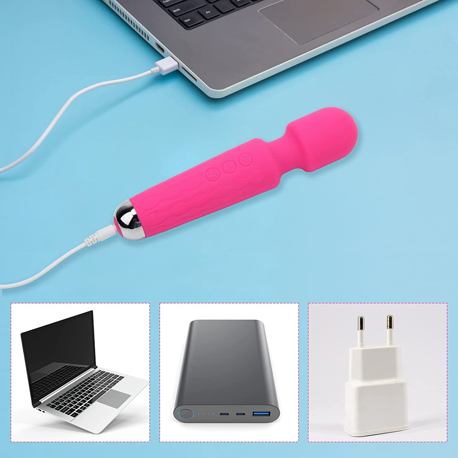 Rechargeable Personal Massager, Torubia Mini Personal Massager for Neck and Shoulder Massager Quiet Massage Tools, Soft Silicone Material with Low Medium and High Power- Stress Away (Pink)