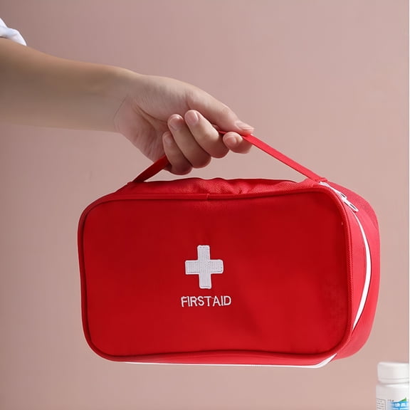 XIRQI Portable First Aid Bag,Empty,for Home Use (Red)
