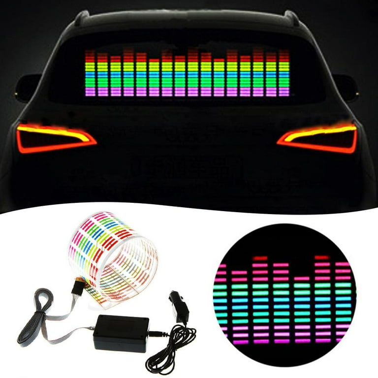 45cm RGB Car Music Rhythm LED Flash Light Sound Activated Equalizer Sticker V3W6 Walmart