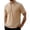 Khaki, variant on Shirts for Men Summer Casual Double-Button V-Neck Stand-Up Collar Short-Sleeve Shirt,Sizes S-3XL