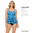 thumbnail image 3 of SWIM SOLUTIONS Women's Blue Printed Stretch Lined Deep V Neck Adjustable Tankini Swimsuit Top 8, 3 of 3