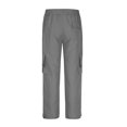 thumbnail image 4 of Chiccall Mens Cargo Pants Drawstring Casual Hiking Pants Loose Elastic Waist Summer Sweatpants with Pockets Dark Gray 2XL, 4 of 5