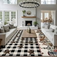 thumbnail image 4 of Black White Area&nbsp;Rug 5x8ft Buffalo Plaid Country Star Barn Barrel Farmhouse Non-Slip&nbsp;Washable Square&nbsp;Rugs Soft Felt Indoor Floor Mat for Bedroom Kitchen Living Room Bathroom, 4 of 9