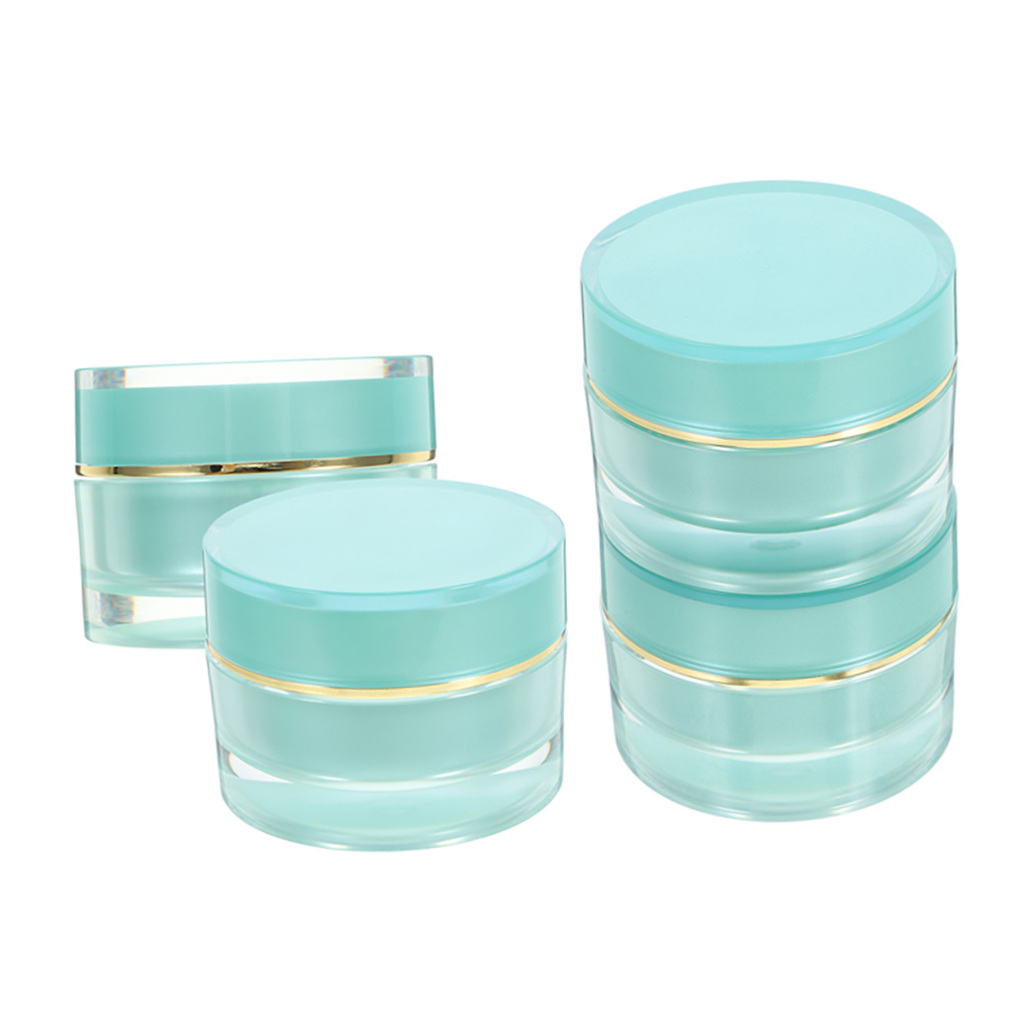 ELAYARD 4Pcs Blue Acrylic Wide Mouth Cream Jars Refillable Leak Proof Containers for Travel