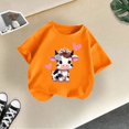 thumbnail image 4 of Curuila Kid Girls Tops Cartoon Print Crew Neck Short Sleeve Tee Summer Casual Loose T Shirt Orange Size 8-10 Years, 4 of 4