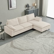 L-Shaped linen sectional sofa with left chaise(right-facing chaise),Beige