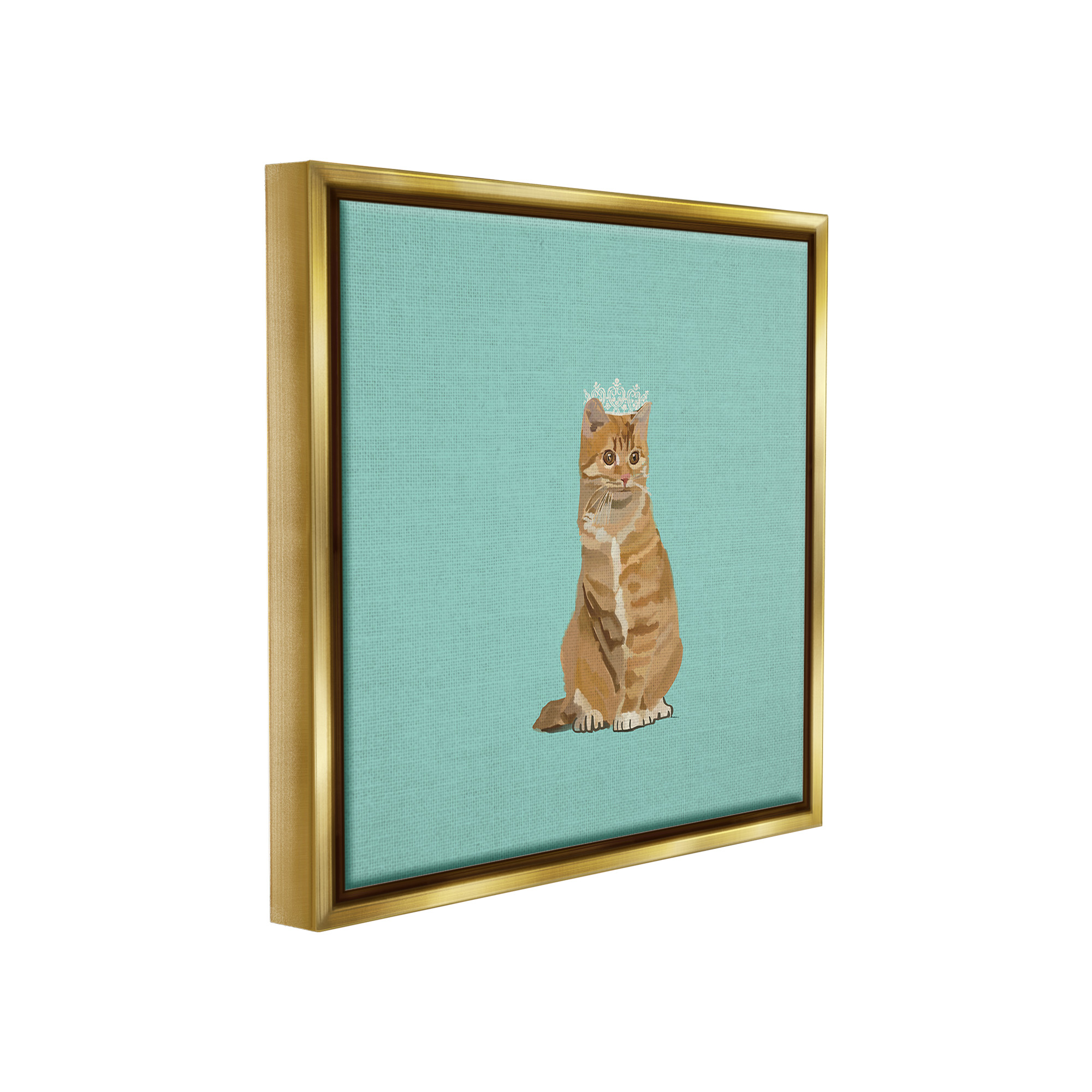 Stupell Industries Royal Tabby Cat Animals & Insects Painting Gold Floater Framed Canvas Art Print Wall Art, 18 x 18