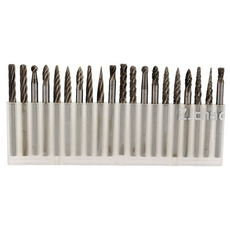 ZJchao 20 Pieces 1/8' Tungsten Carbide Rotary File Bit for Wood Carving, Drilling and Cnc Router