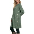 thumbnail image 4 of Fantaslook Long Sleeve Womens Dresses Crew Neck Buttons Tunic Sweater Dress with Pockets, 4 of 9